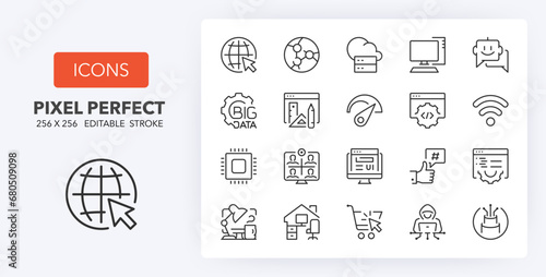 Internet line icons 256 x 256