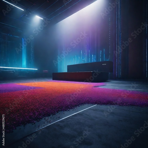 3d rendering of a futuristic interior 3d rendering of a futuristic interior futuristic sci fi background with purple and red lights and dark space for text. future and technology concept. 3d rendering