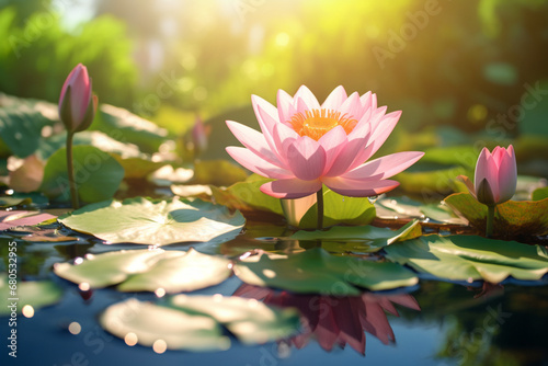 pink lotus flower in the lake 