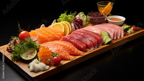 Gourmet Sashimi Platter with Wasabi and Soy Sauce