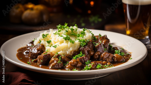 Hearty Beef and Guinness Stew with Mashed Potatoes