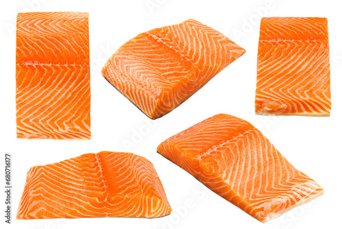 raw salmon, fish isolated on white background, full depth of field