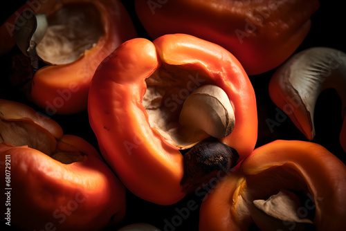 A close up of cashew fruit