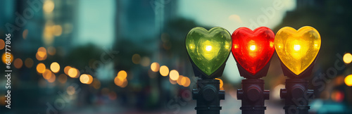 Traffic lights, Valentine's Day, created with AI 