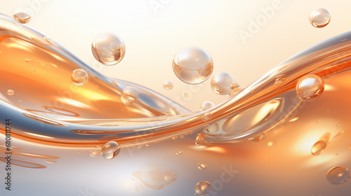 wave of oil with air bubbles 3d rendering