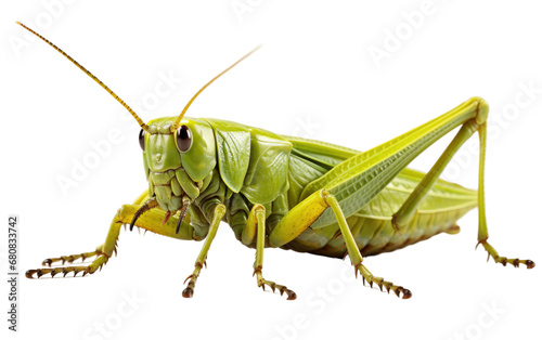 Dangerous Shiny Green Giant Grass Hopper Isolated on Transparent Background PNG.