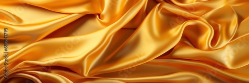 Yellow Silk Satin Draped Fabric Golden , Banner Image For Website, Background abstract , Desktop Wallpaper