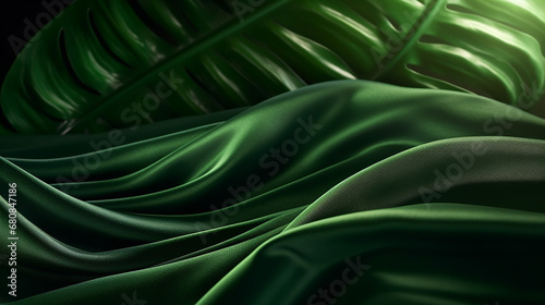 close up of dark green velvet fabric in sunlight