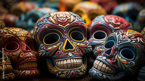 Day of the dead, art, colourful masks