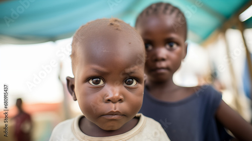 African Orphan Boy's Resolute Expression, Life in Orphanage