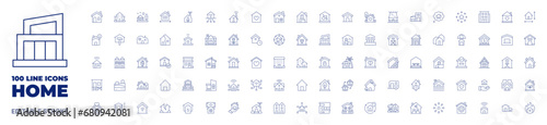 100 icons Home collection. Thin line icon. Editable stroke. Home icons for web and mobile app.