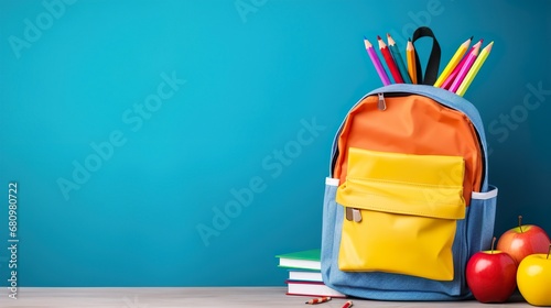 Back to school with school supplies and equipment, background