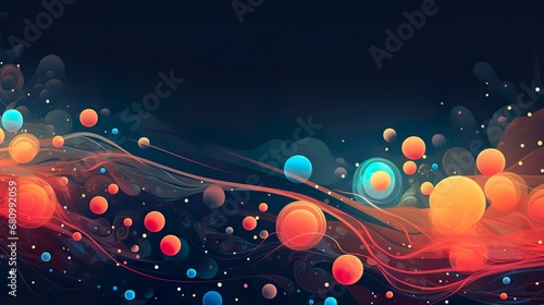 Bubbled abstract vector fluid particle flow nano metamorphosis glow