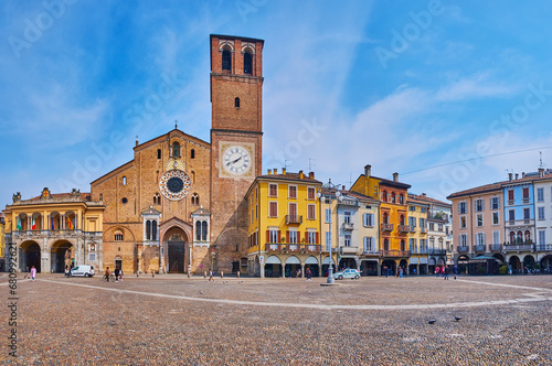 Historic architecture of Piazza della Vittoria, Lodi, Italy