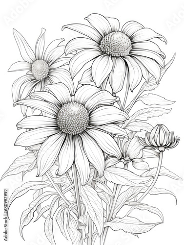 Rudbeckia Flower Coloring book page