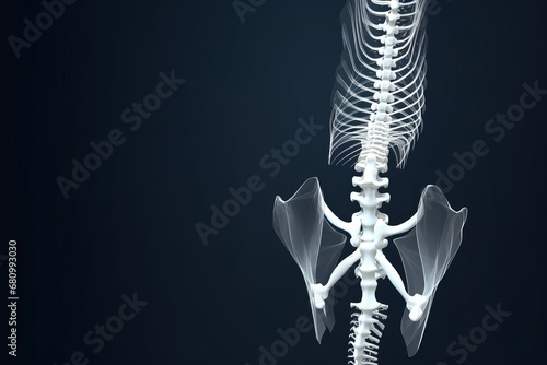 Spinal bones, vertebra low poly wireframe landing page template, Generative AI
