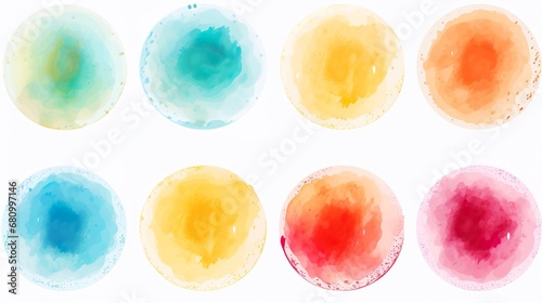 Circle shape Ombre pastel color backgrounds set. for label, tag, logo background. gradation watercolor style.