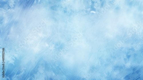 New Year and Christmas blue background of abstract ice patterns. Atmosphere of winter holidays, fairy tale and mysteries. Copy space.