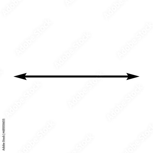 Dual double ended arrow. Thin long straight narrow two sided arrow. Vector illustration and symbol.
