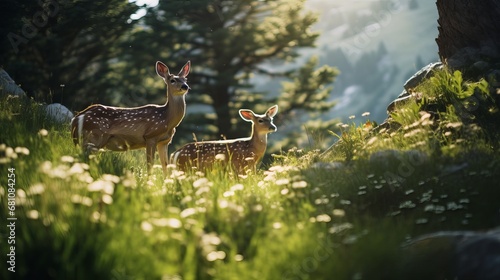 A pair of deer in the forest