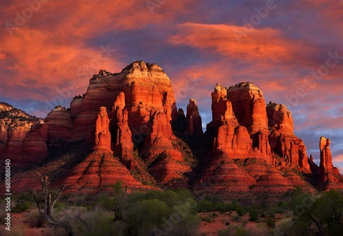 Crimson Canyons: Arizona's Sedona Red Rocks Evening Glow.
