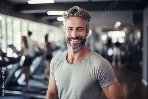 Man smiling in the gym by Generative AI