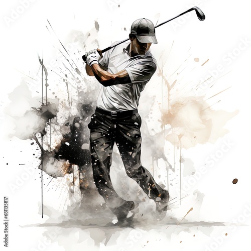 Abstract illustration of Golf. The golfer strikes. The concept of sports. Sports Banner, Postcard.