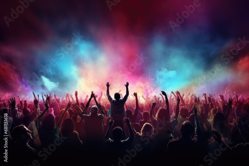 an image representing concert people with their hands raised Generative AI