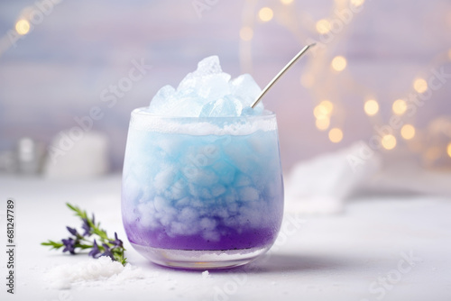 Jack Frost winter cocktail on the white table