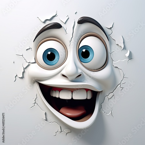 Joker cartoon face mask in white background, Laughing funny cartoon face expression joker
