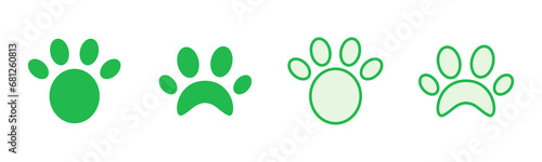 Paw icon set. paw print icon vector. dog or cat paw
