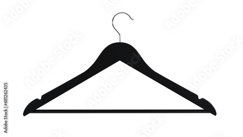 Black hanger for clothes isolated on transparent and white background. Hanger concept. 3D render