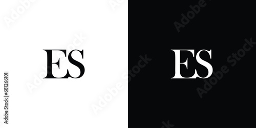 Abstract letter ES or SE logo design concept with a serif font and elegant style vector illustration in black and white color