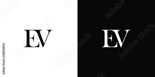 Abstract Initial Letter EV or VE Logo Design Monogram Creative Modern Sign Symbol Icon in black and white color