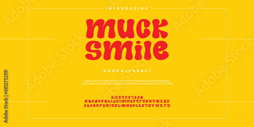 Muck Smile abstract minimal modern alphabet fonts. Typography technology vector illustration