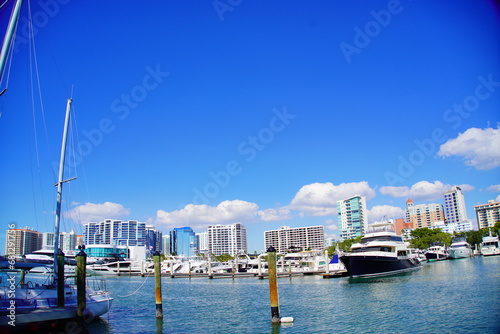 Sarasota, FL USA -11 19 2023: Sarasota bay harbor and bay front house 