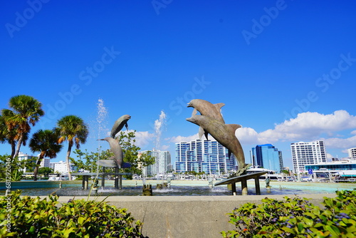 Sarasota bay harbor and bay front landscape 