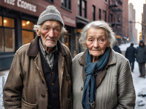 personas mayores indigentes y pobres vestido con ropa vieja