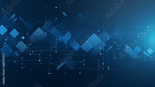 Abstract technology futuristic digital graphic concept blue square, line technology Wireframe background with plexus effect. Futuristic. material in square shapes in random geometric patterns.