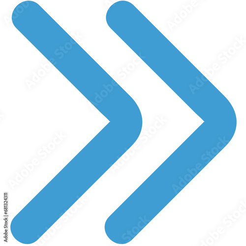 Digital png illustration of two blue arrows pointing right on transparent background