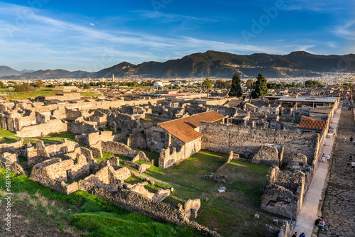 Pompeii, Italy, 30 october 2023 - Overview of the old town of Pompeii