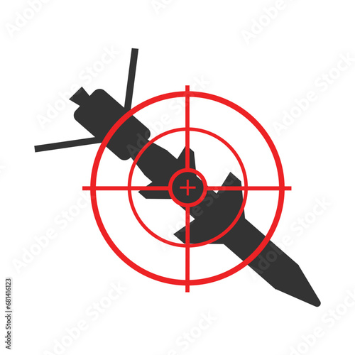 Cruise missle target icon. Patriot rocket defense vector ilustration.