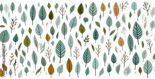 seamless pattern cartoon forest leaves with white background, autumn leaves pattern. Generative Ai content