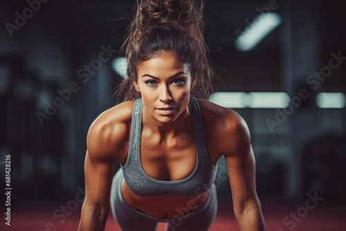 The strength and agility of female athlete as she engages in high intensity interval training at the gym, beautiful athletic woman working out