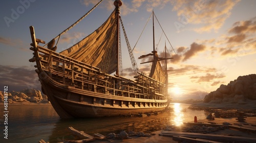 an ancient Egyptian ship under construction, a testament to their maritime skills