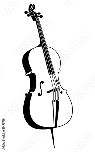Double Bass. Music instrument icon. Outline vector clipart isolated on white.