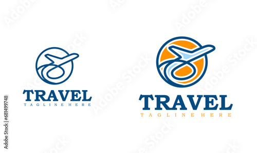 Agency travel business logo designs concept template. Plane Travel logo transport logistics delivery.