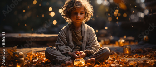 Inneres Erwachen: Kind meditiert für innere Gelassenheit