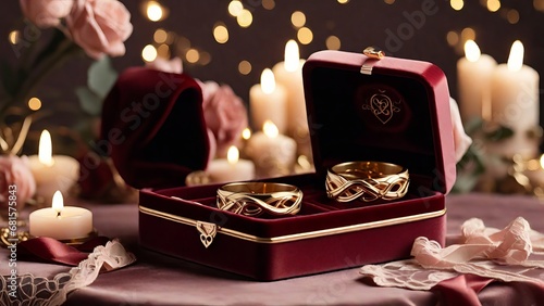 Valentine’s day special gift with gold bracelets in a red velvet box