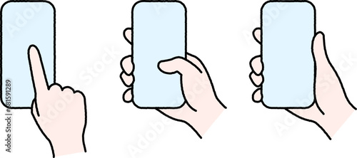 スマートフォンを操作する手 シンプル 線画